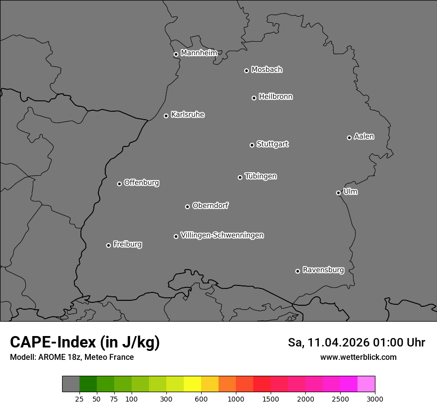 Modellkarte AROME – cape – bw