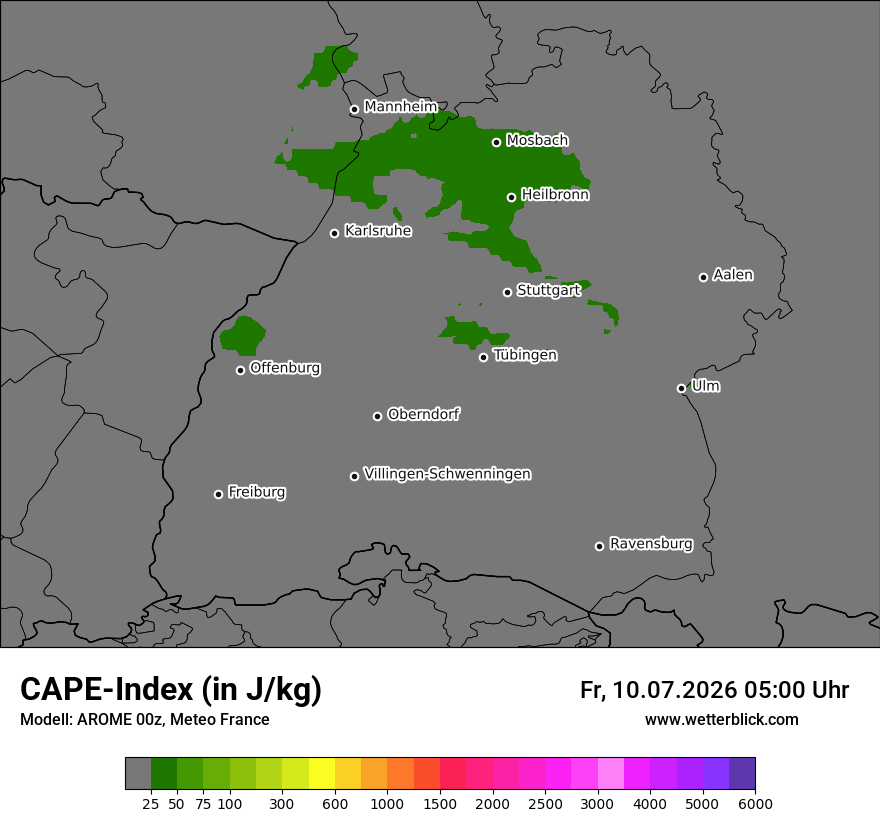 Modellkarte AROME – cape – bw