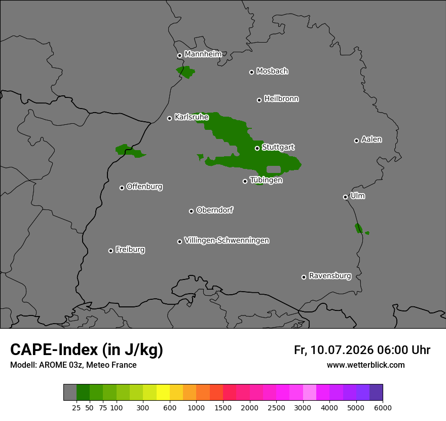 Modellkarte AROME – cape – bw