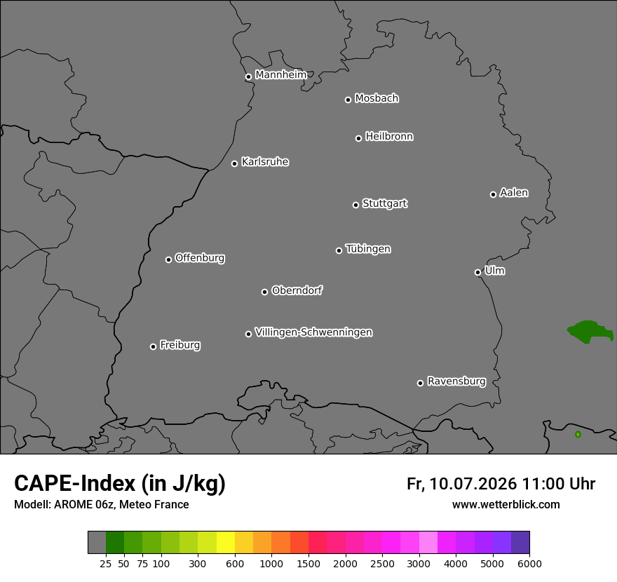 Modellkarte AROME – cape – bw