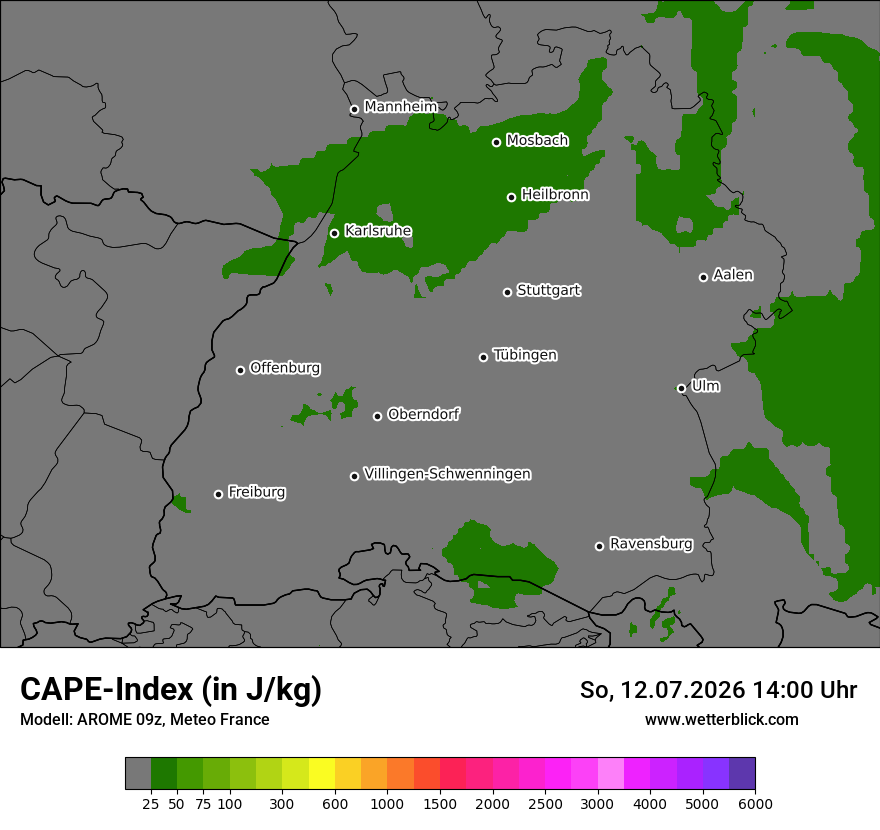 Modellkarte AROME – cape – bw