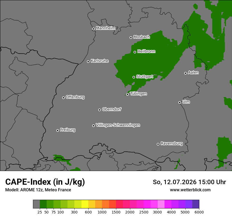 Modellkarte AROME – cape – bw