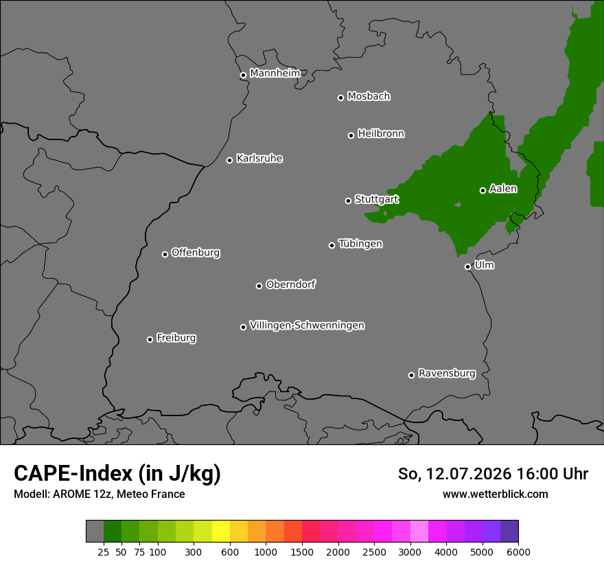 Modellkarte AROME – cape – bw