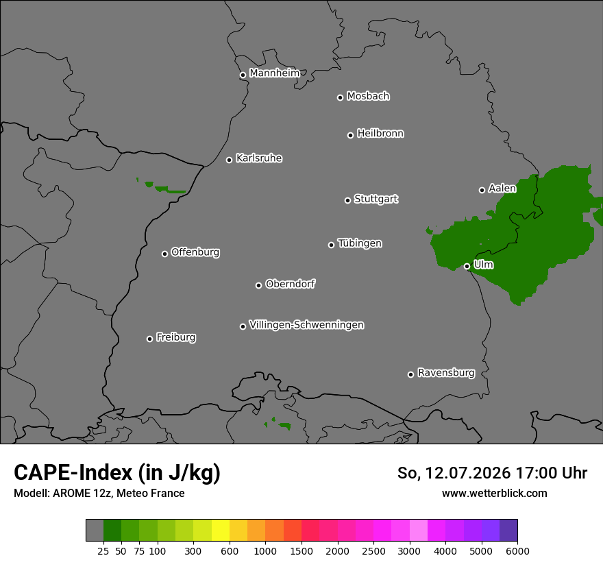 Modellkarte AROME – cape – bw