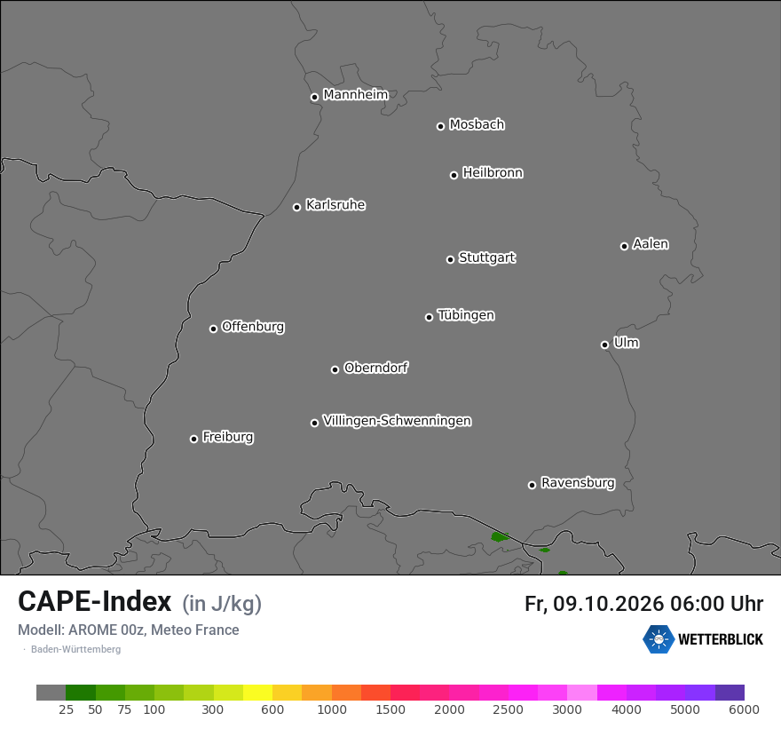 Modellkarte AROME – cape – bw