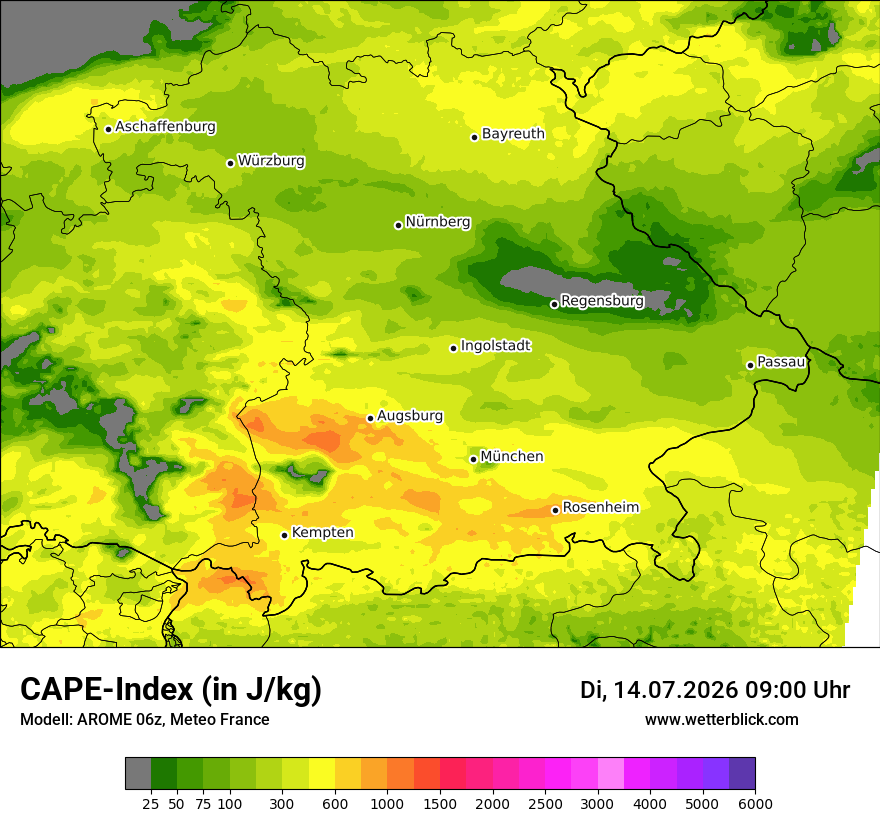 Modellkarte AROME – cape – by