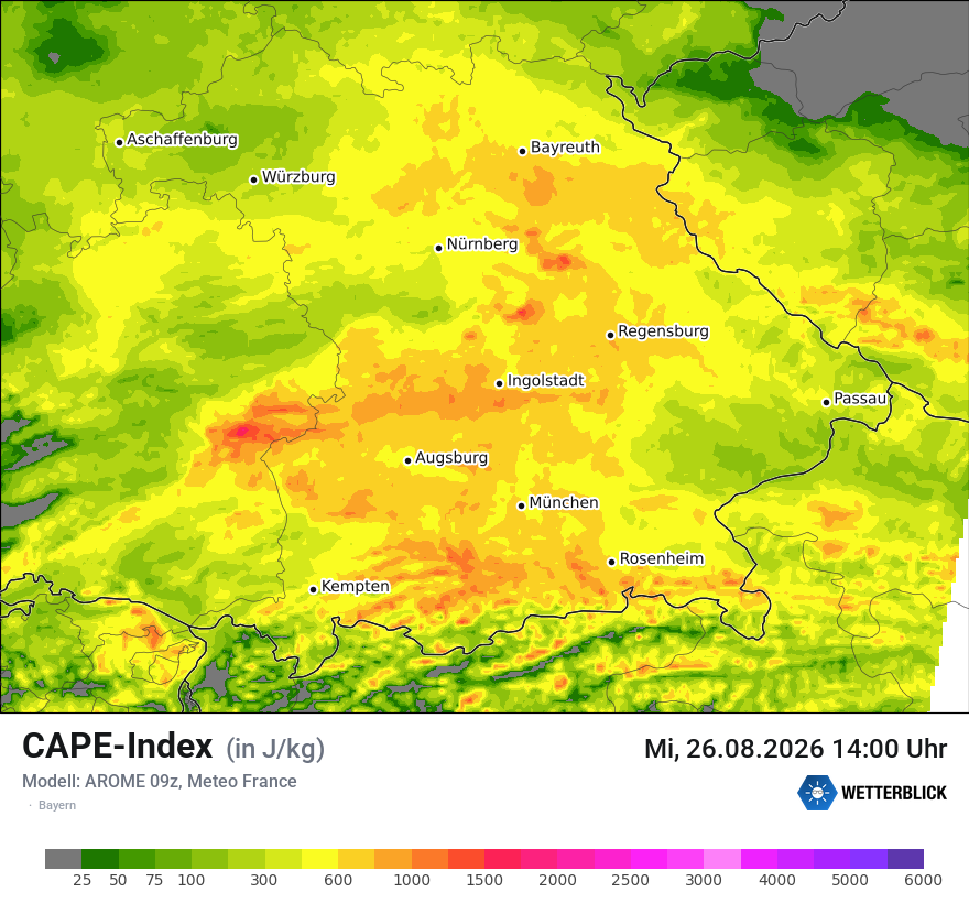 Modellkarte AROME – cape – by