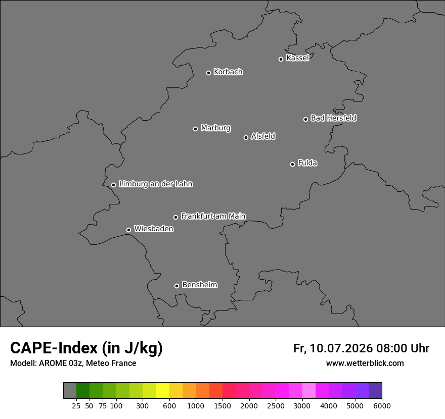 Modellkarte AROME – cape – he