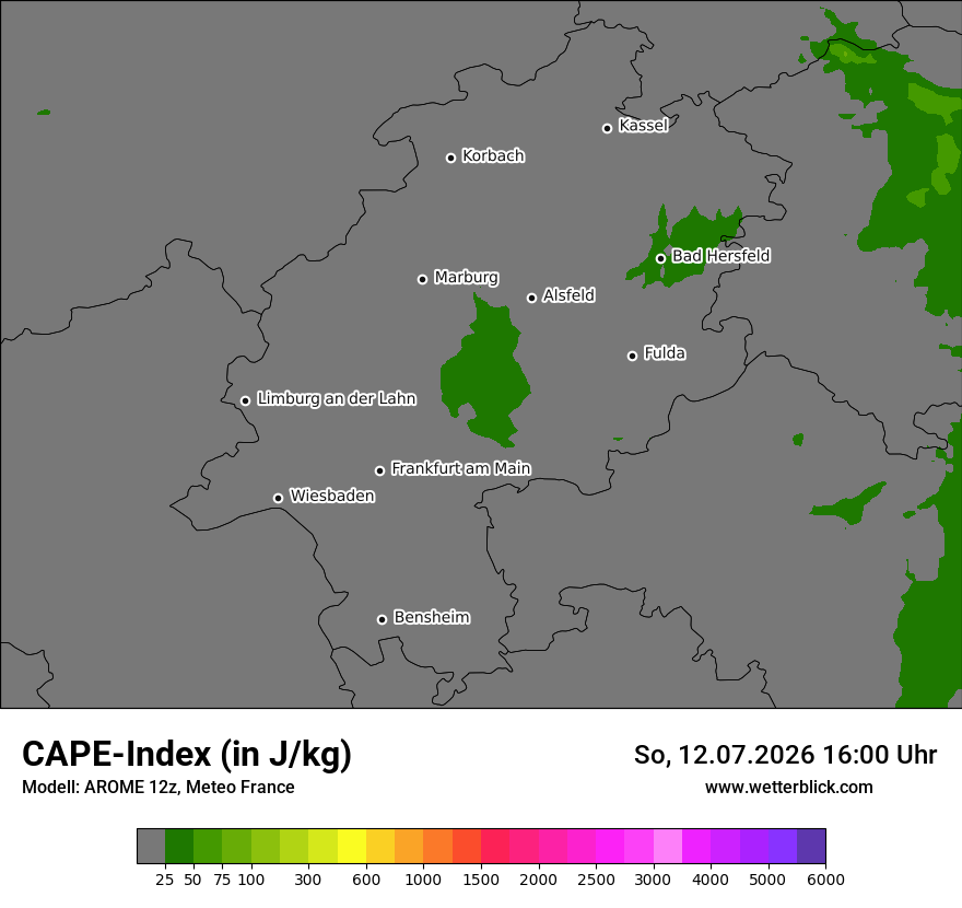 Modellkarte AROME – cape – he