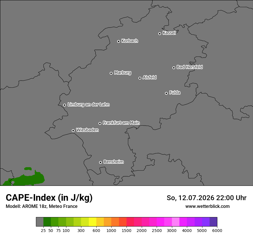 Modellkarte AROME – cape – he