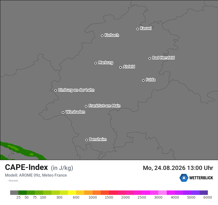 Modellkarte AROME – cape – he