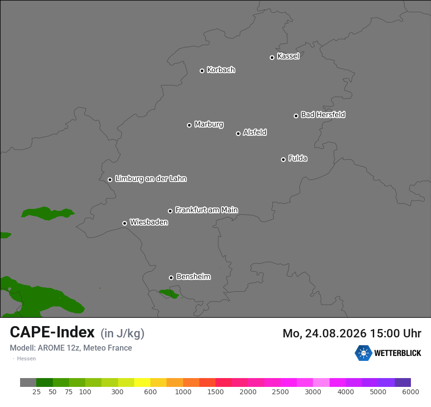 Modellkarte AROME – cape – he