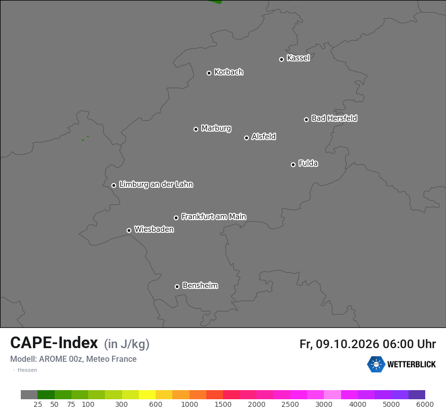 Modellkarte AROME – cape – he