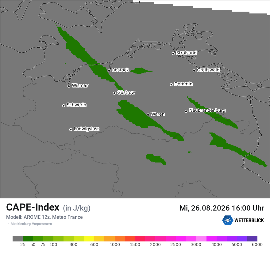 Modellkarte AROME – cape – mv