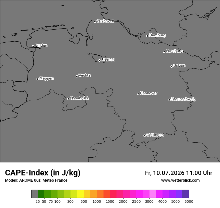 Modellkarte AROME – cape – ni