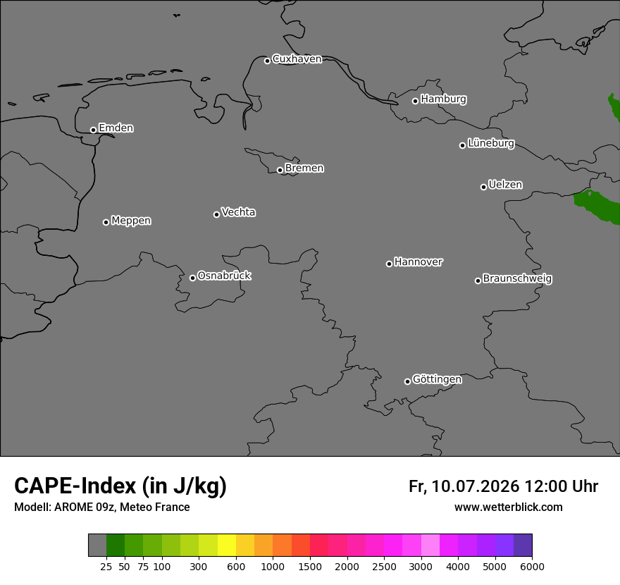 Modellkarte AROME – cape – ni