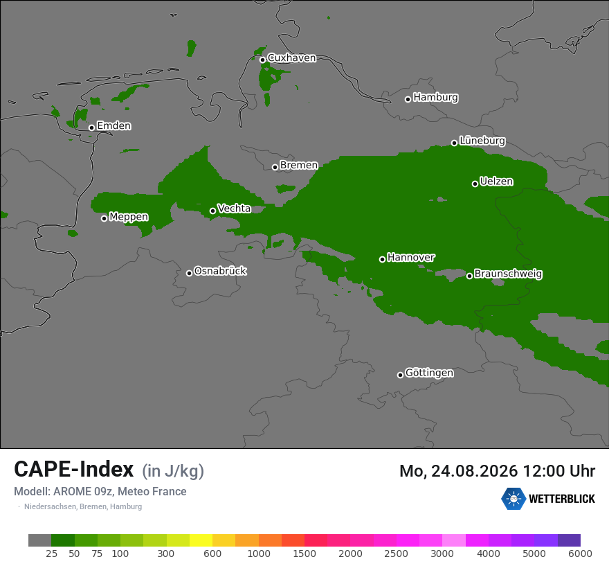 Modellkarte AROME – cape – ni