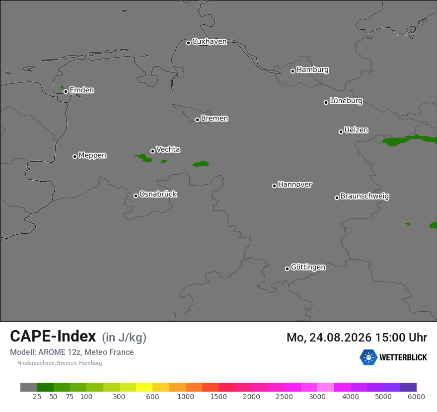 Modellkarte AROME – cape – ni