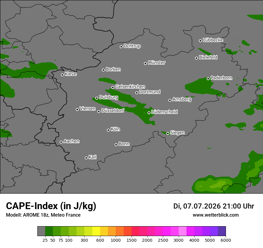 Modellkarte AROME – cape – nrw