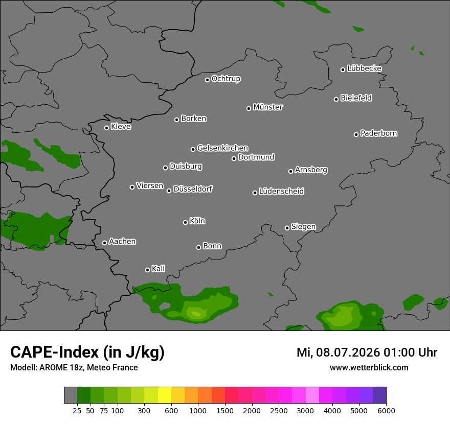 Modellkarte AROME – cape – nrw