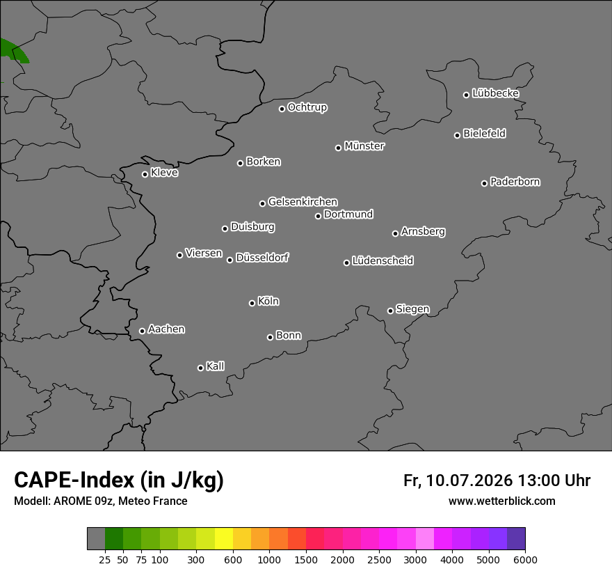 Modellkarte AROME – cape – nrw