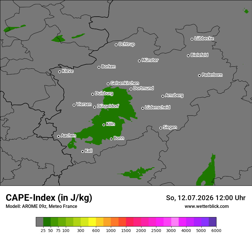 Modellkarte AROME – cape – nrw