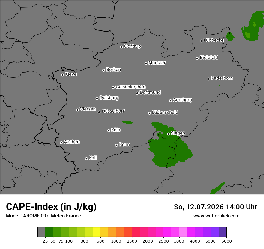 Modellkarte AROME – cape – nrw