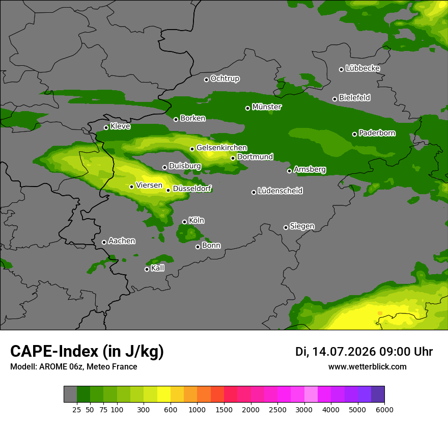 Modellkarte AROME – cape – nrw