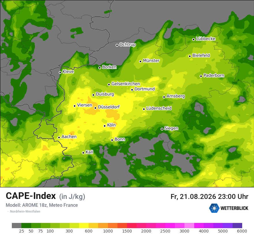 Modellkarte AROME – cape – nrw