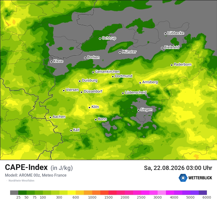Modellkarte AROME – cape – nrw
