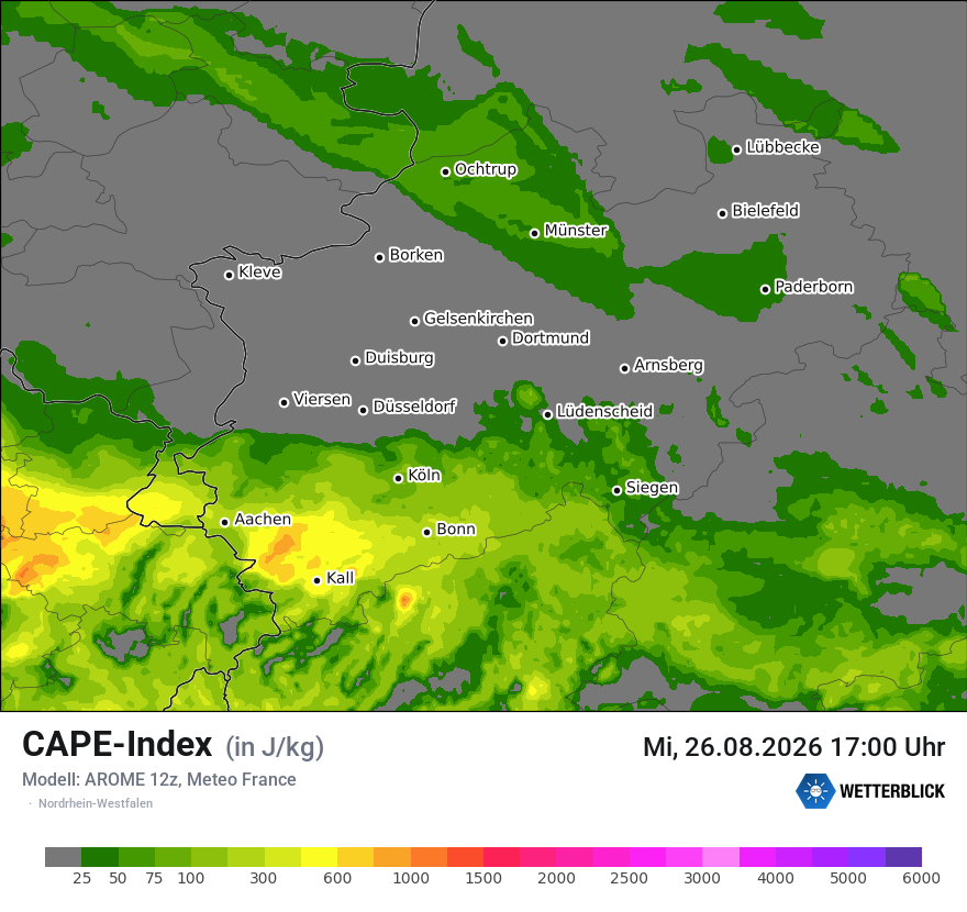Modellkarte AROME – cape – nrw