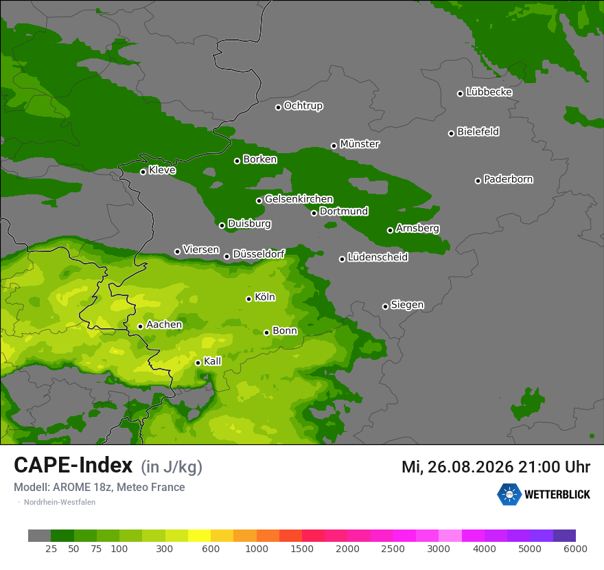 Modellkarte AROME – cape – nrw