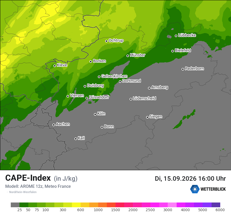 Modellkarte AROME – cape – nrw