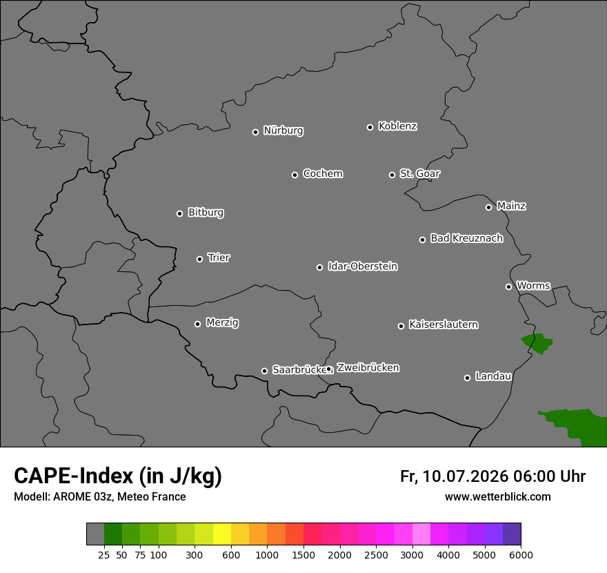 Modellkarte AROME – cape – rp