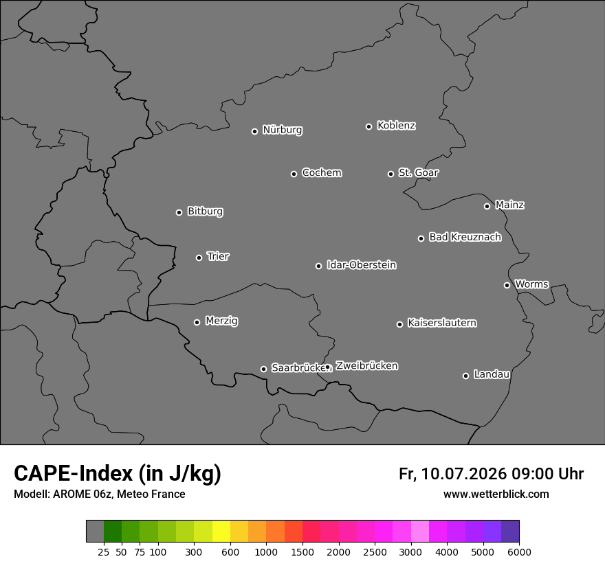 Modellkarte AROME – cape – rp