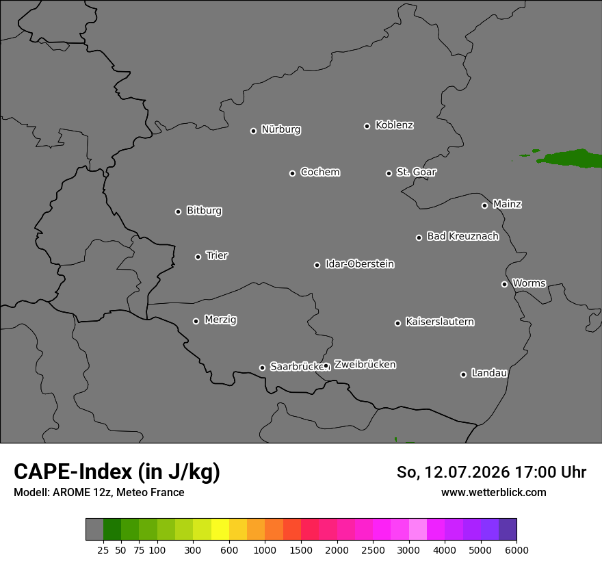 Modellkarte AROME – cape – rp