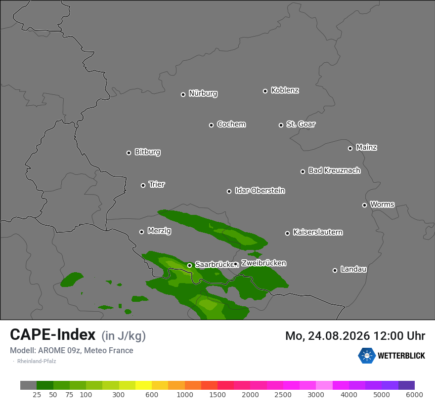 Modellkarte AROME – cape – rp