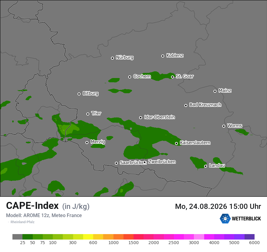 Modellkarte AROME – cape – rp