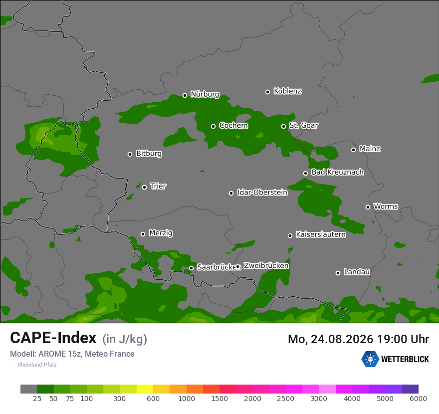 Modellkarte AROME – cape – rp