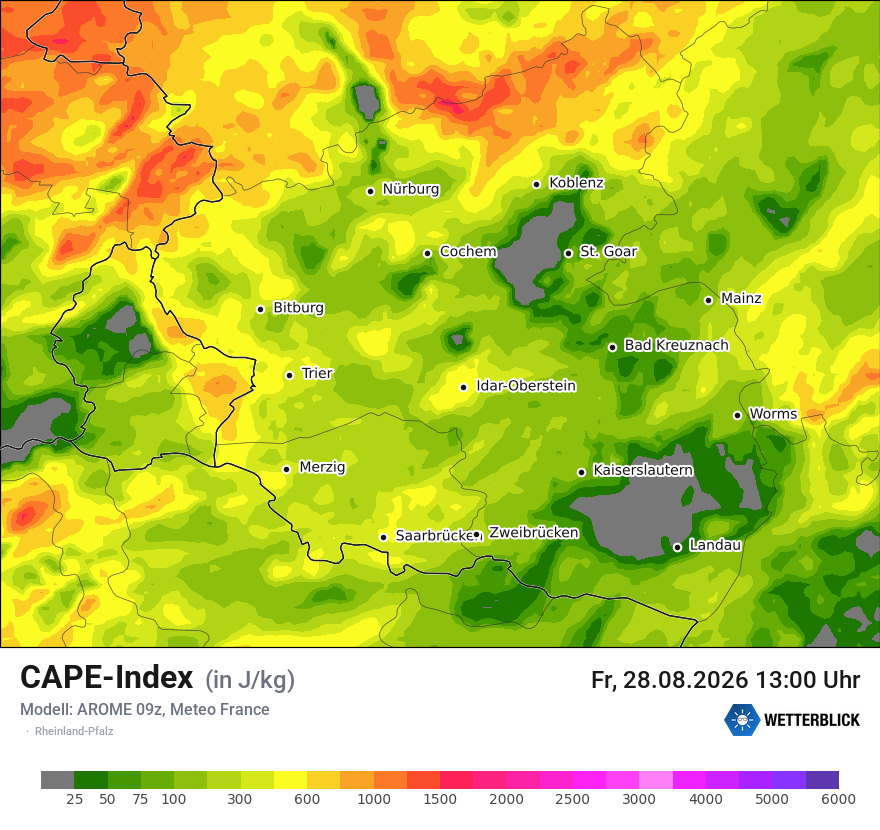Modellkarte AROME – cape – rp