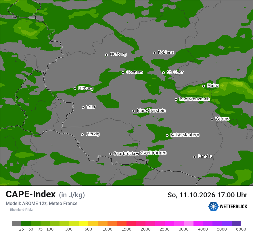 Modellkarte AROME – cape – rp