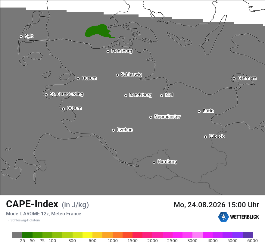 Modellkarte AROME – cape – sh