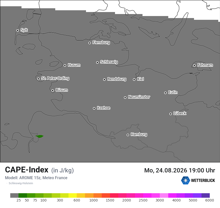 Modellkarte AROME – cape – sh