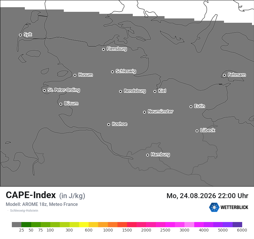 Modellkarte AROME – cape – sh