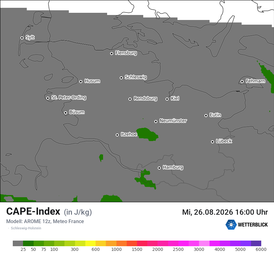 Modellkarte AROME – cape – sh
