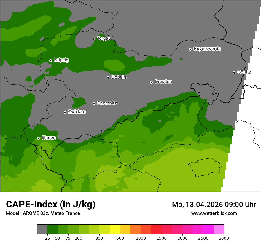 Modellkarte AROME – cape – sn