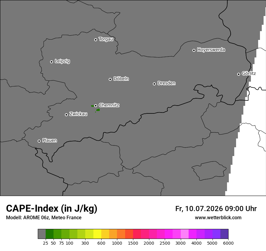 Modellkarte AROME – cape – sn