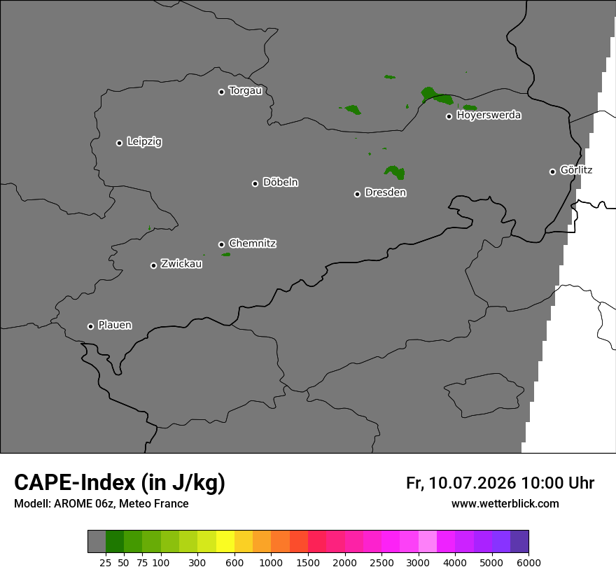 Modellkarte AROME – cape – sn