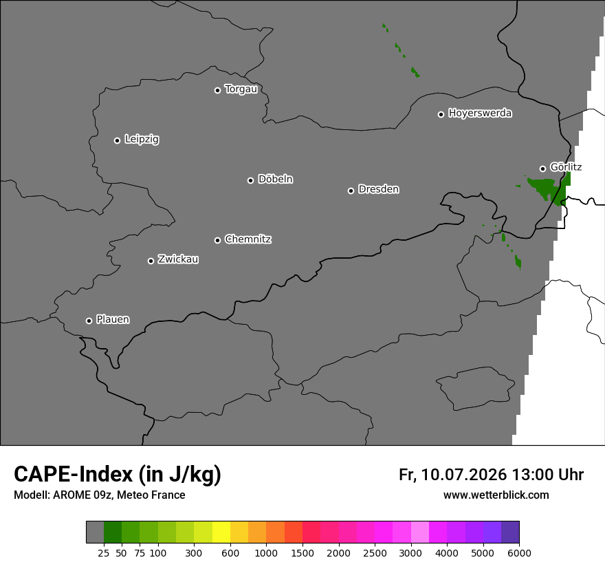 Modellkarte AROME – cape – sn