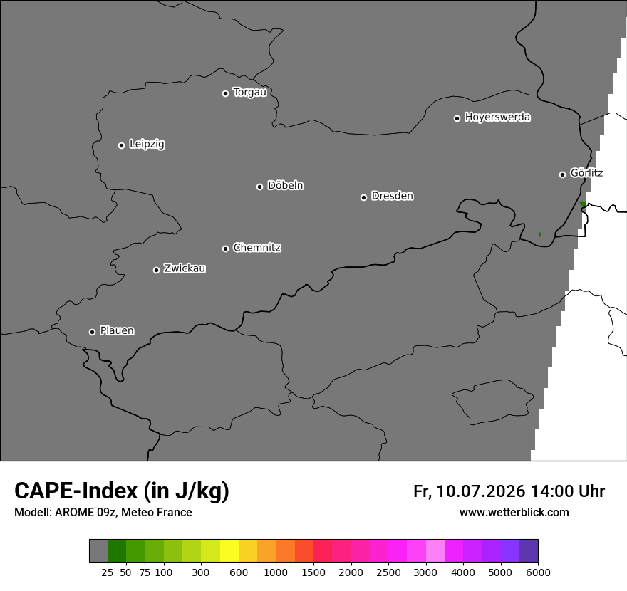 Modellkarte AROME – cape – sn